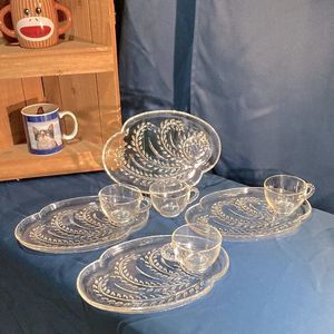 Vintage Federal Glass, "Homestead" also known as "Hospitality" Snack Set.